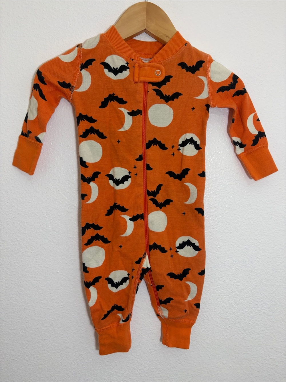 Hanna Andersson Orange Halloween Bat & Moon One-Piece Organic Cotton Pajama